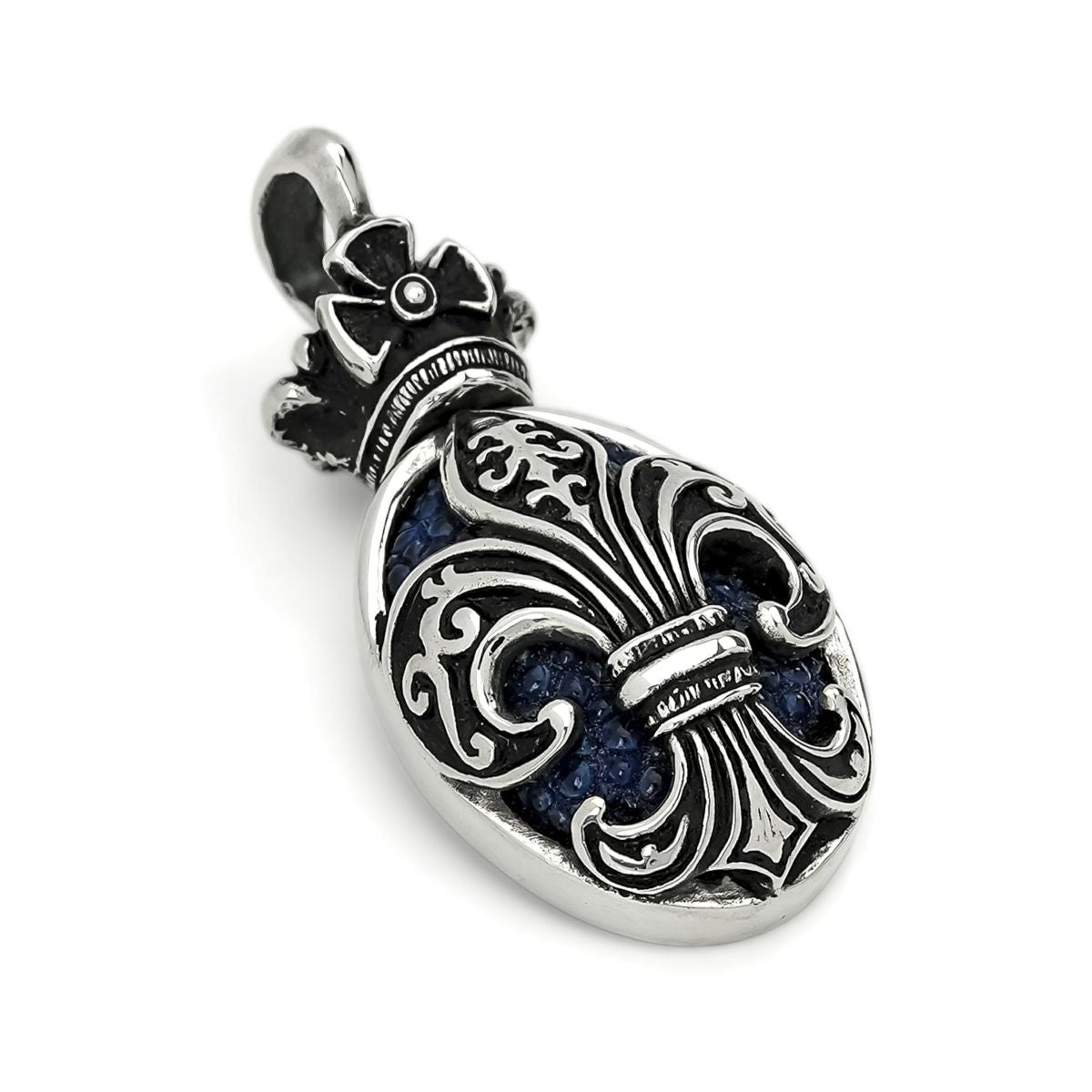 Pendant:Small Oval Fleur-de-lis Inlay w/Stingray