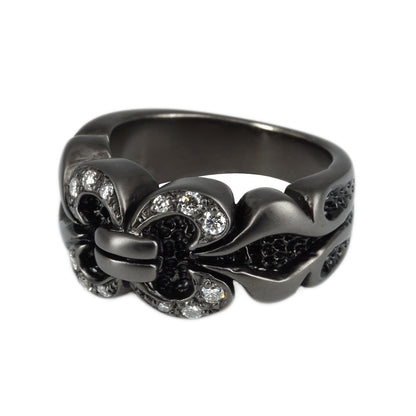 Ring : Chevron w/Diamond Pave(Chevron) /Black Custom