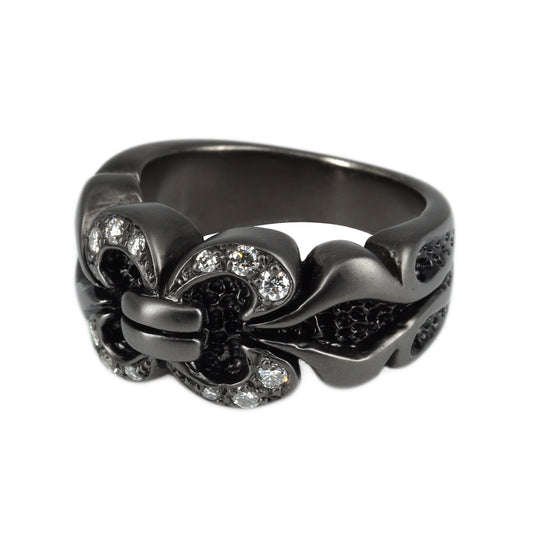 Ring : Chevron w/Diamond Pave(Chevron) /Black Custom