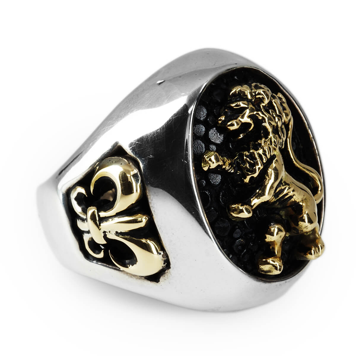 Ring : Special Edition w/K18Lion&Fleur-de-lis w/Stingray
