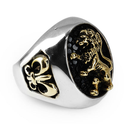Ring : Special Edition w/K18Lion&Fleur-de-lis w/Stingray