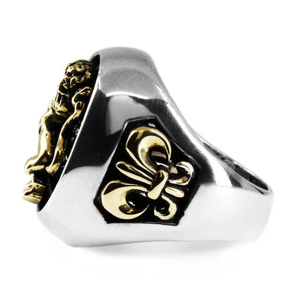 Ring : Special Edition w/K18Lion&Fleur-de-lis w/Stingray