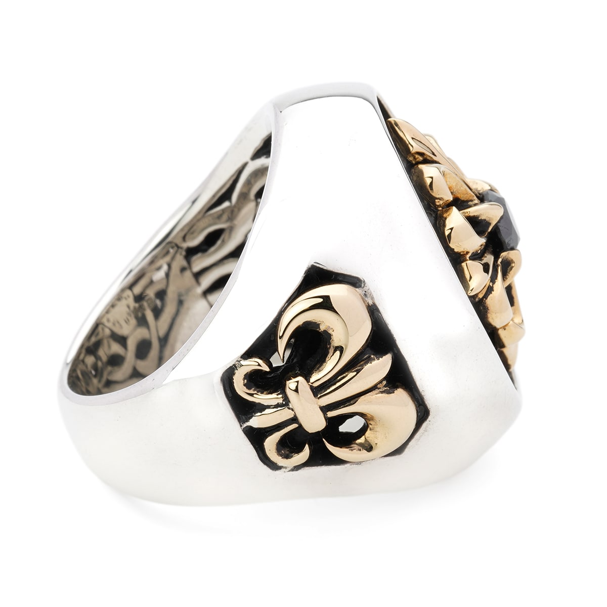 Ring : Special Edition w/K18Stone Cross&Side Fleur-de-lis w/Black Diamond(Cross)