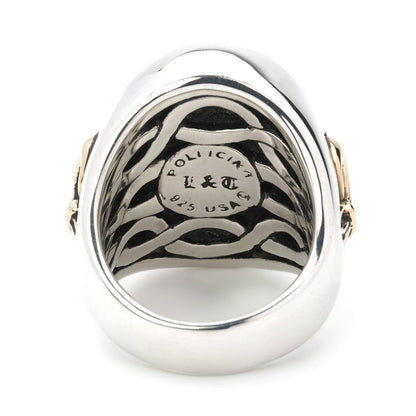 Ring : Special Edition w/K18Stone Cross&Side Fleur-de-lis w/Black Diamond(Cross)