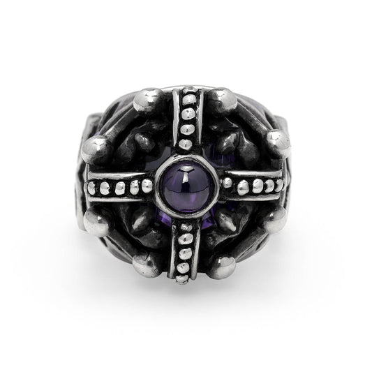 Ring : Imperial King Crown w/CZ Stone w/Garnet 8pc