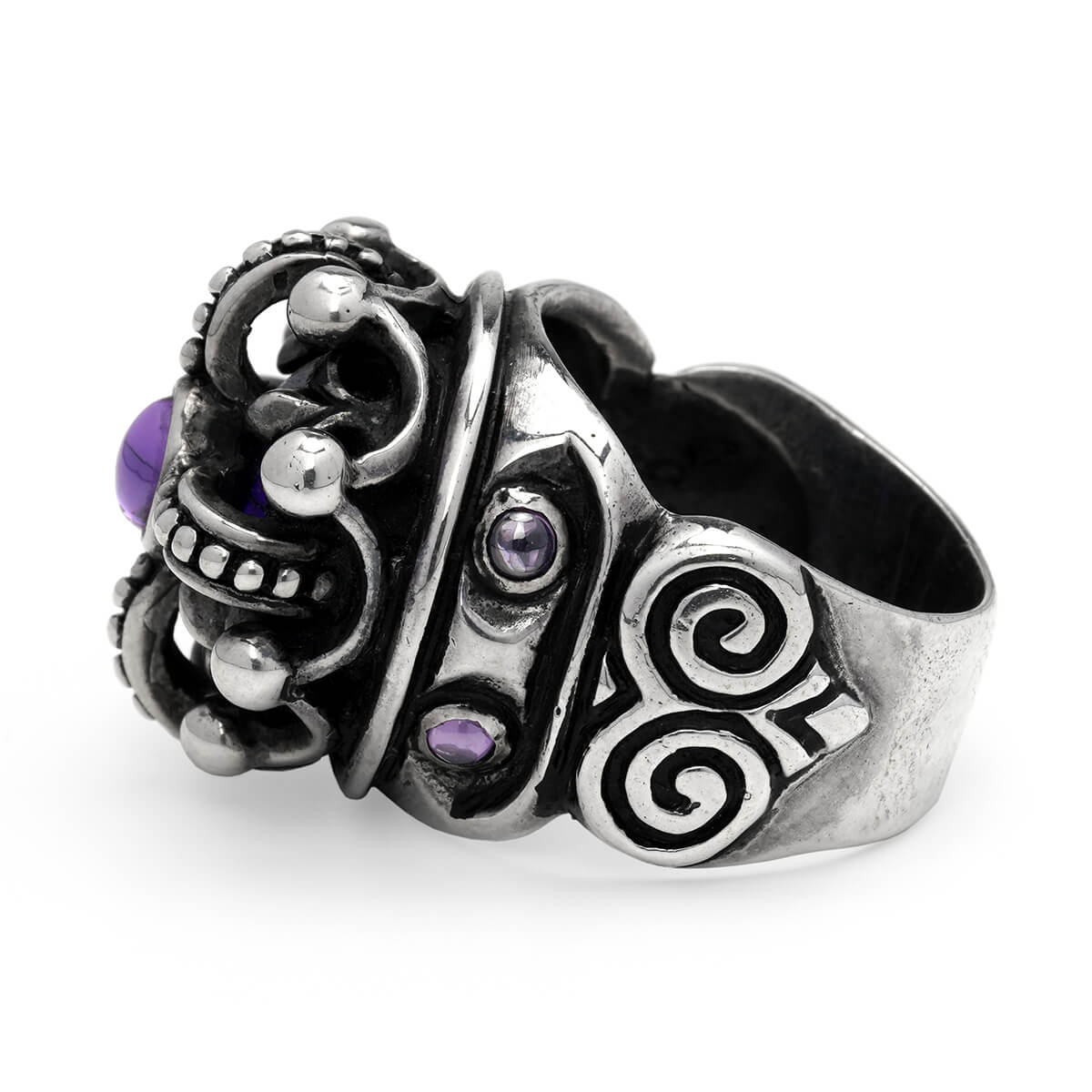 Ring : Imperial King Crown w/CZ Stone w/Garnet 8pc