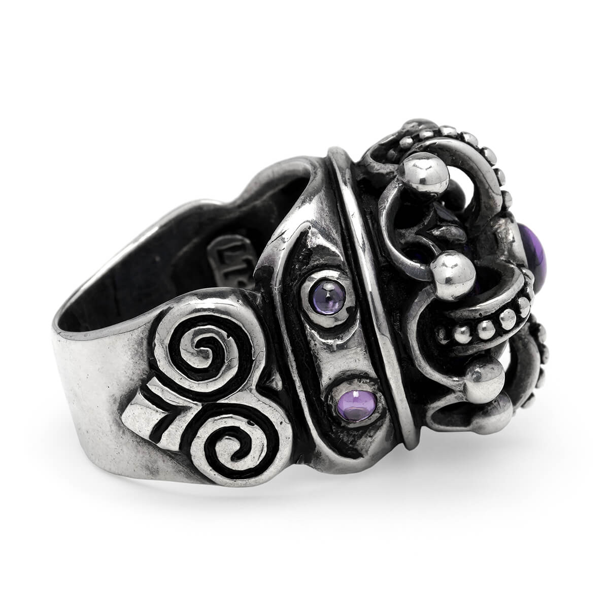 Ring : Imperial King Crown w/CZ Stone w/Garnet 8pc