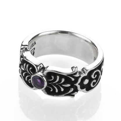Ring : Scroll Celtic Vine w/Small Stone 2nd Edition w/Amethyst