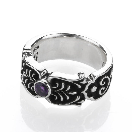 Ring : Scroll Celtic Vine w/Small Stone 2nd Edition w/Amethyst