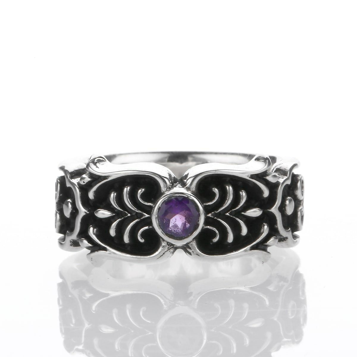 Ring : Scroll Celtic Vine w/Small Stone 2nd Edition w/Amethyst