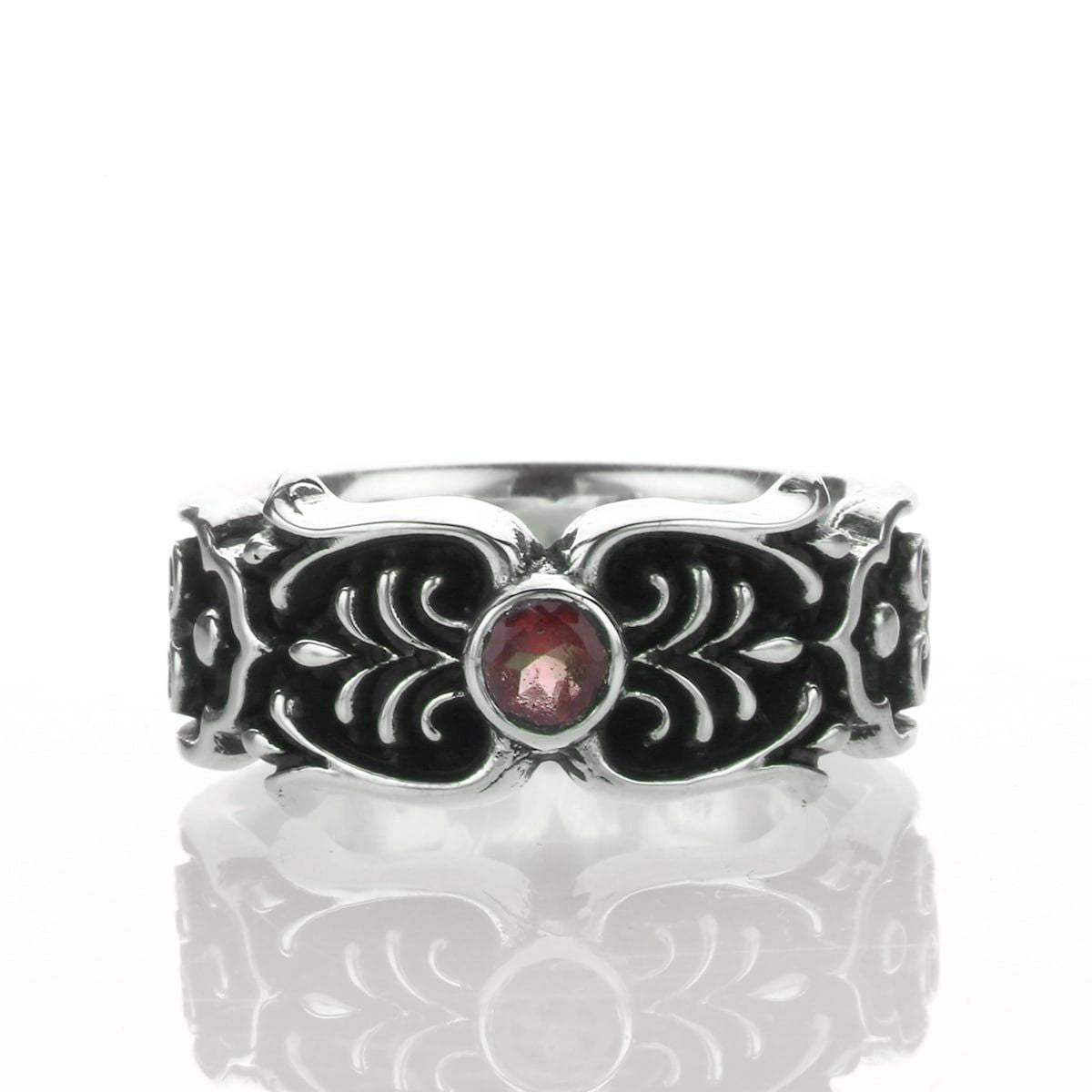 Ring : Scroll Celtic Vine w/Small Stone 2nd Edition w/Garnet