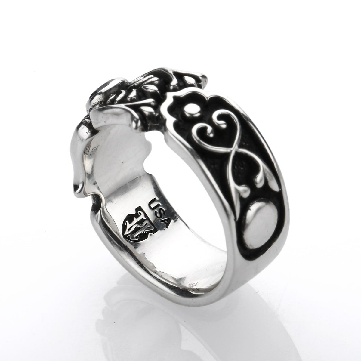 Ring : Scroll Celtic Vine w/Small Stone 2nd Edition w/Garnet