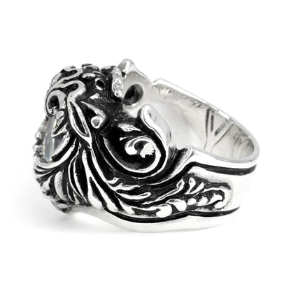 Ring : Scroll Heart w/CZ Stone Clear