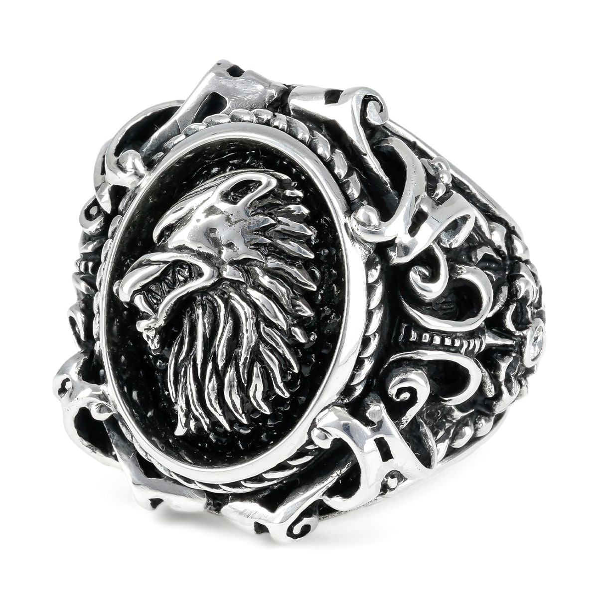 Ring : Pope's Inlay w/Wolf w/Diamond(Side) w/Stingray