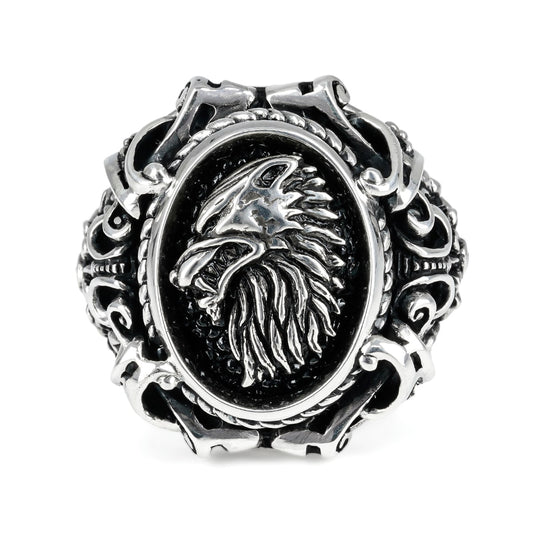 Ring : Pope's Inlay w/Wolf w/Diamond(Side) w/Stingray