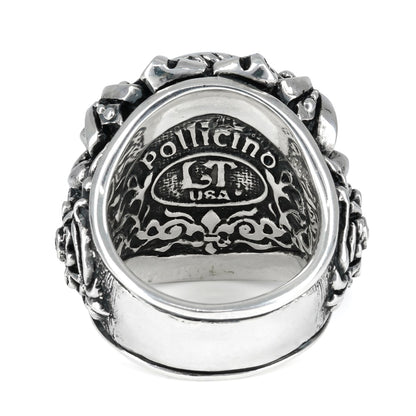 Ring : Pope's Inlay w/Wolf w/Diamond(Side) w/Stingray