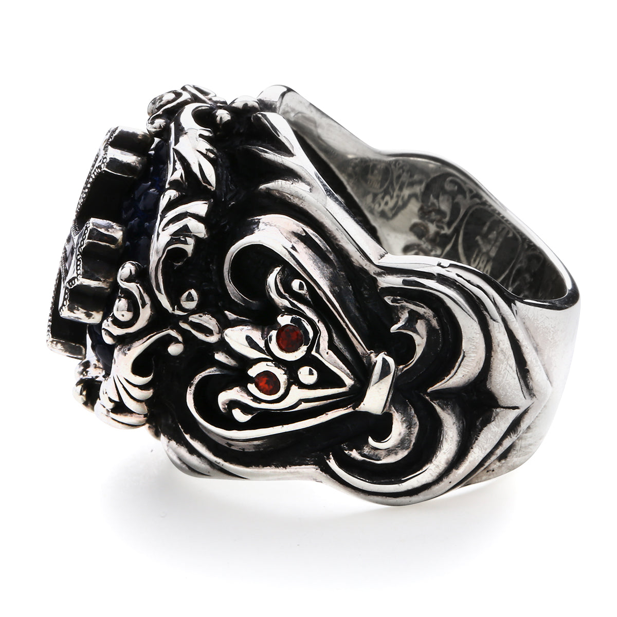 Ring : Baroque Inlay w/Spanish Galleon Cross w/Diamond(Center)&Garnet(Cross/Side)