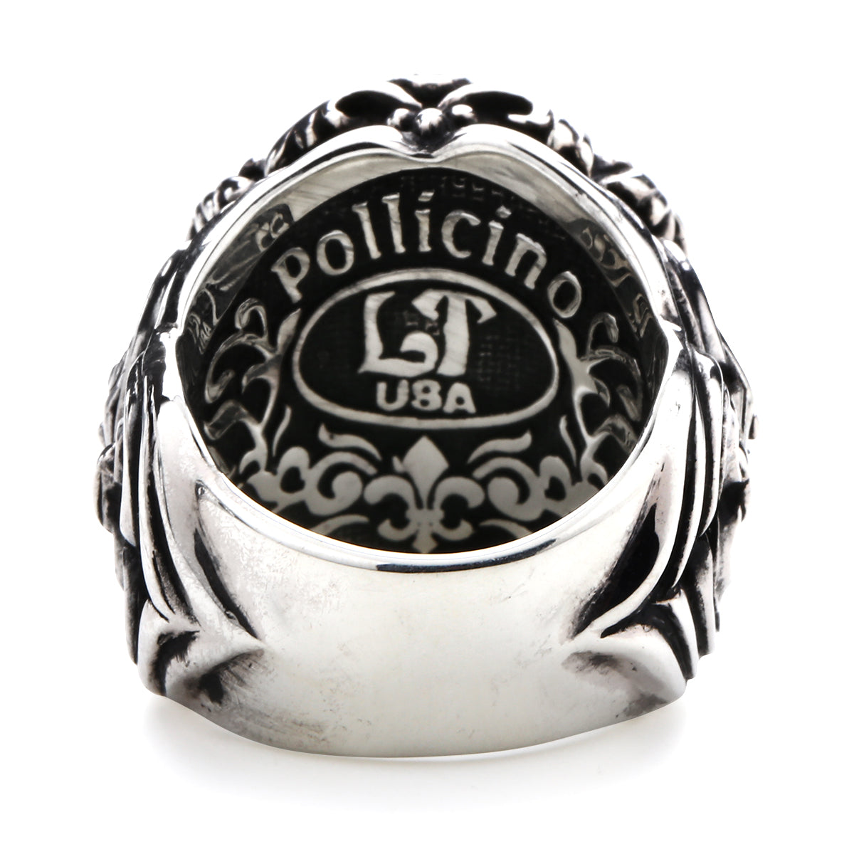 Ring : Baroque Inlay w/Spanish Galleon Cross w/Diamond(Center)&Garnet(Cross/Side)