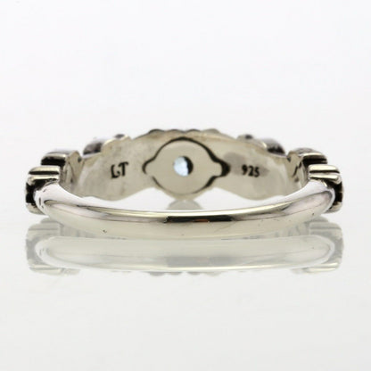 Ring : Narrow Scroll Heart w/Blue Topaz