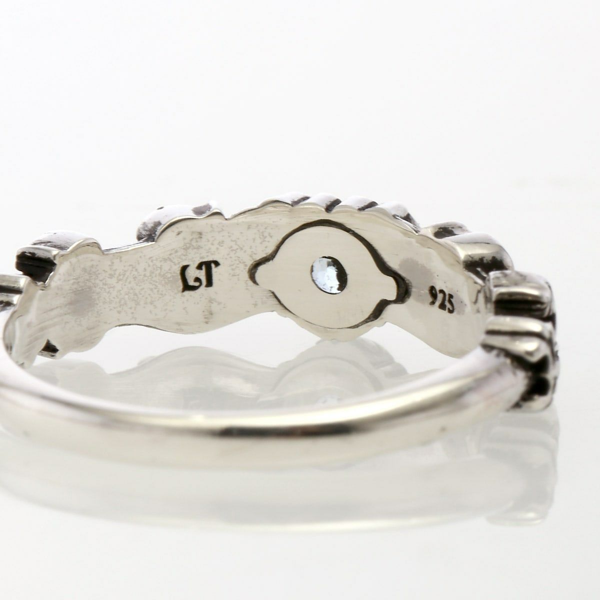 Ring : Narrow Scroll Heart w/Blue Topaz