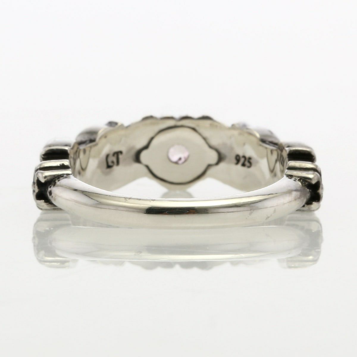 Ring : Narrow Scroll Heart w/Pink Topaz