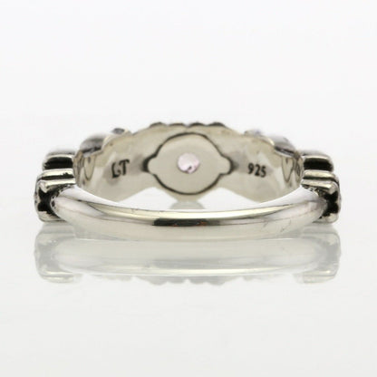 Ring : Narrow Scroll Heart w/Pink Topaz