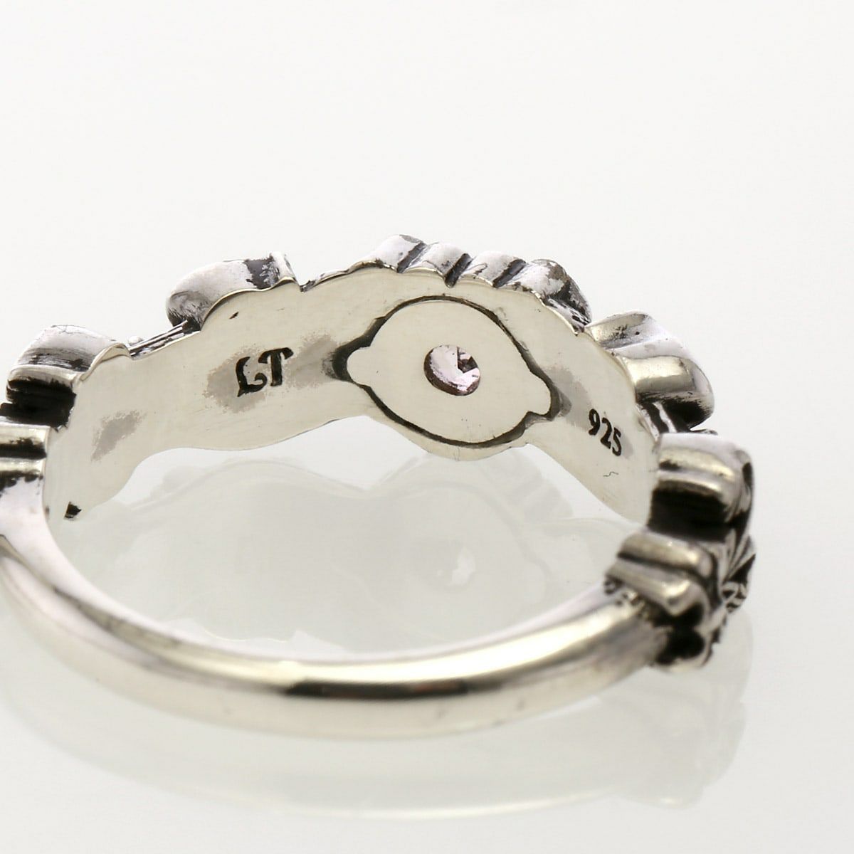 Ring : Narrow Scroll Heart w/Pink Topaz