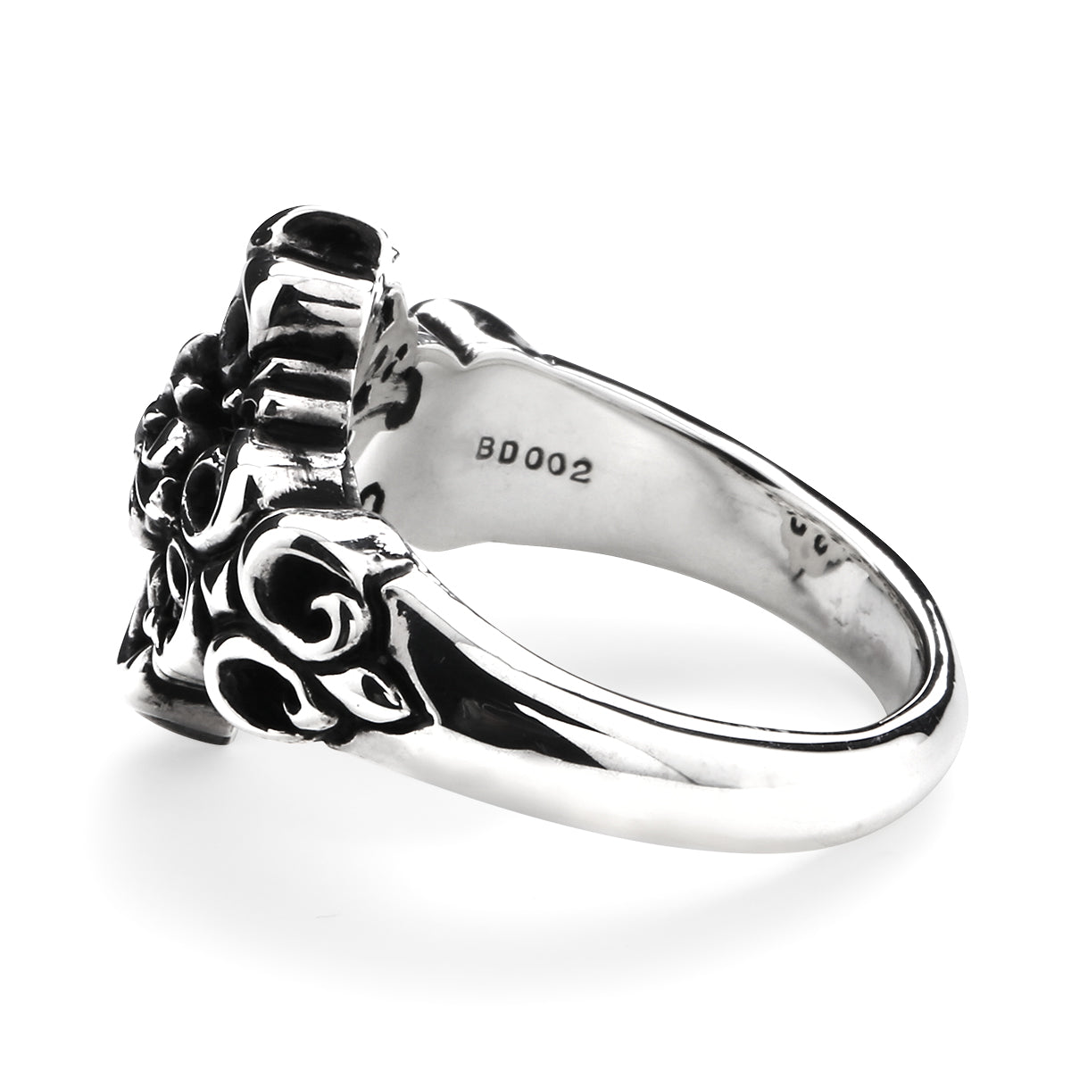 Ring : Small Four Fleur-de-lis w/Stone Cross w/Black Diamond(Cross)