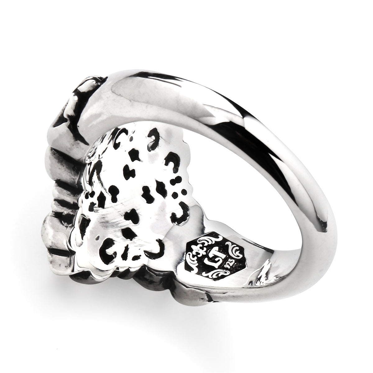 Ring : Small Four Fleur-de-lis w/Stone Cross w/Black Diamond(Cross)