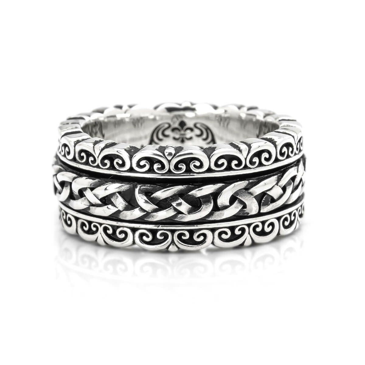 Ring : Revolving Filigree Narrow w/Celtic Ropeedge Belt