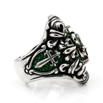 Ring : Dedication Inlay w/Fleur-de-lis Horseshoe w/Stingray Green