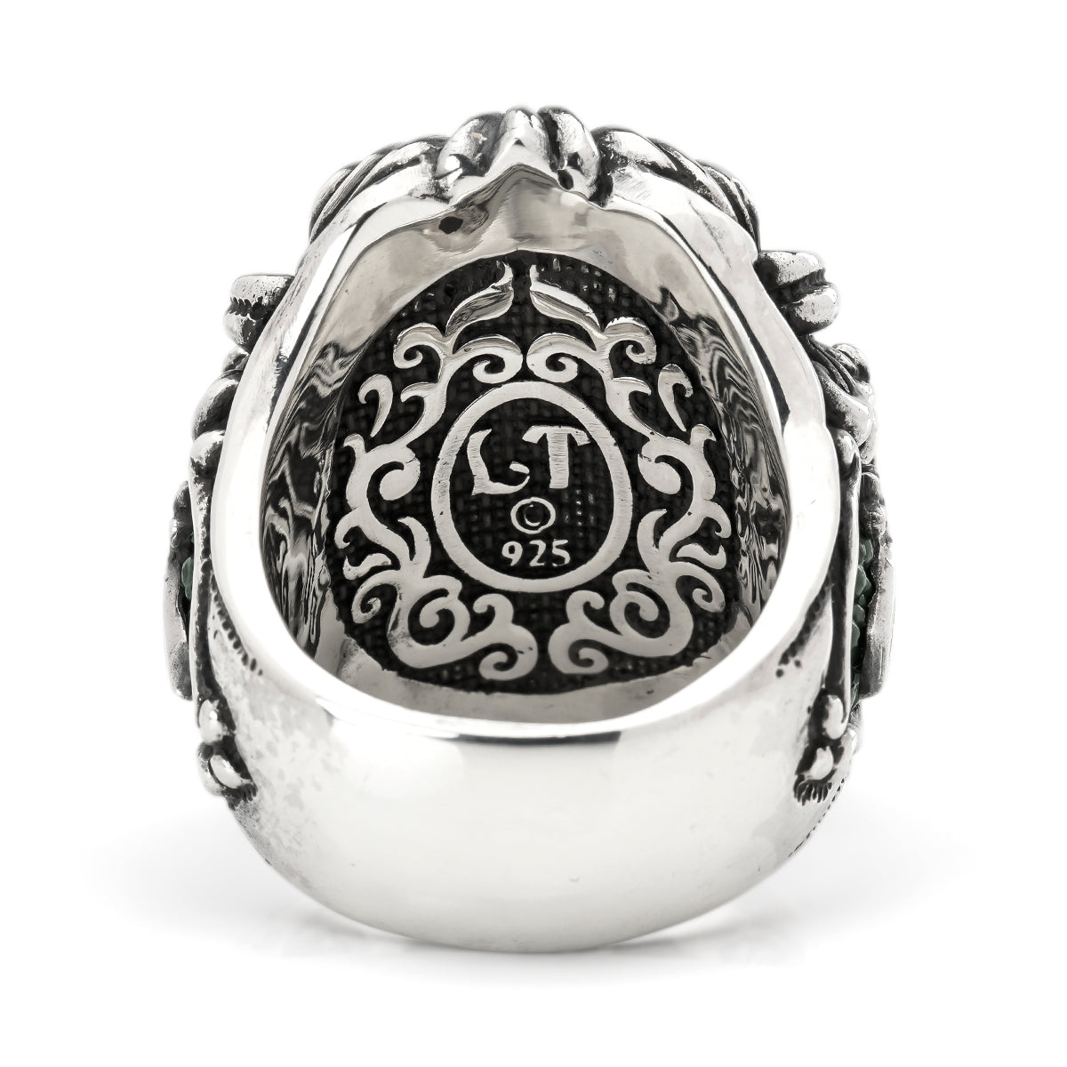 Ring : Dedication Inlay w/Fleur-de-lis Horseshoe w/Stingray Green