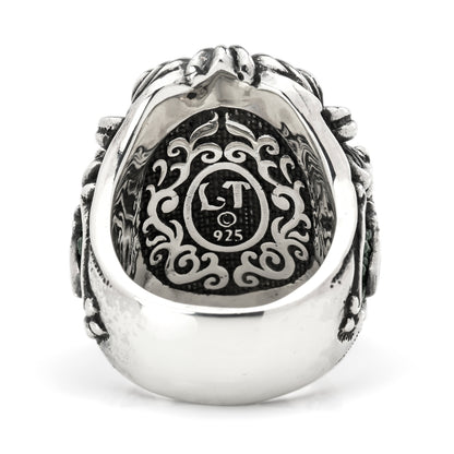 Ring : Dedication Inlay w/Fleur-de-lis Horseshoe w/Stingray Green