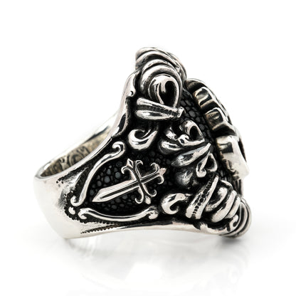 Ring : Dedication Inlay w/Sacred Heart(Inside Stingray) w/Sanded Stingray