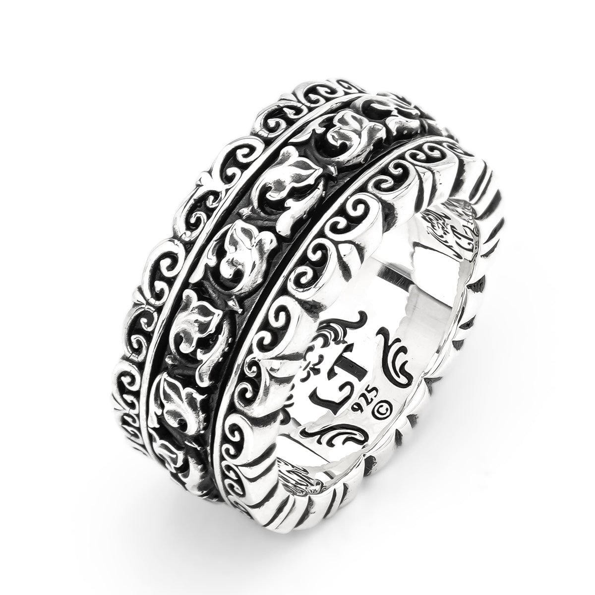 Ring : Narrow Revolving Filigree w/Classic Floral Belt