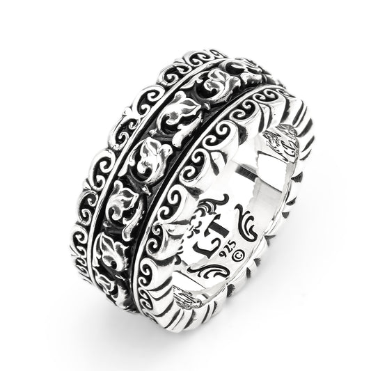 Ring : Narrow Revolving Filigree w/Classic Floral Belt