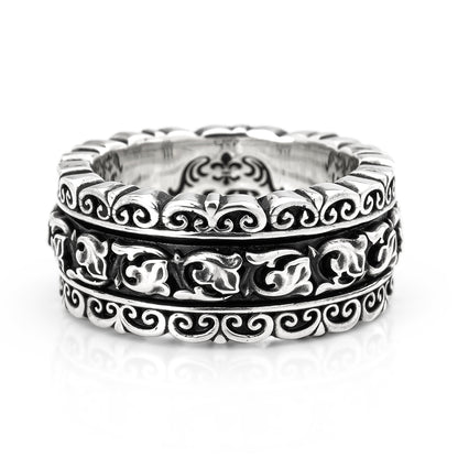 Ring : Narrow Revolving Filigree w/Classic Floral Belt