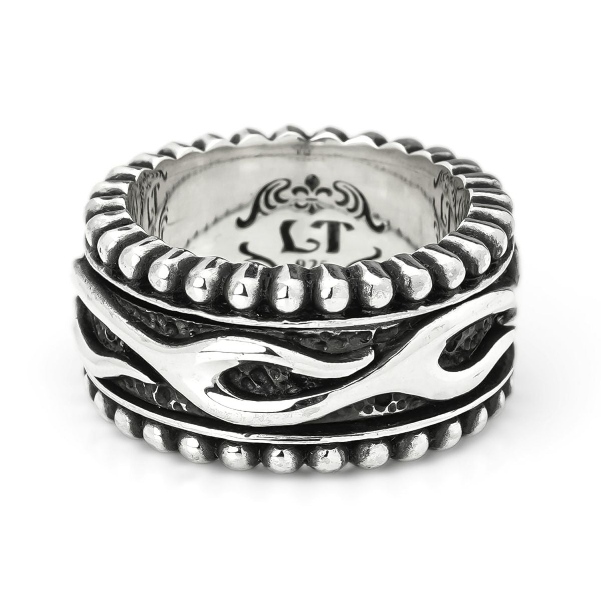 Ring : Beaded Edge w/Flame Belt