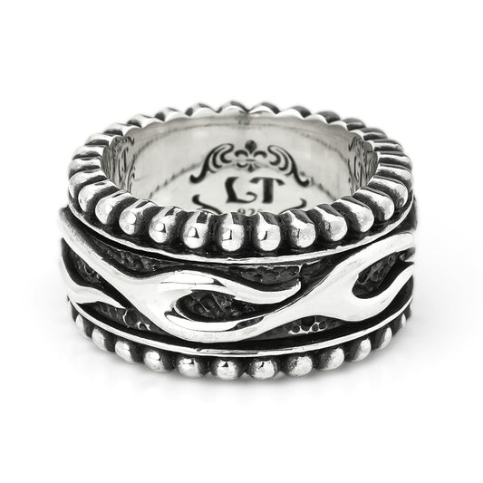 Ring : Beaded Edge w/Flame Belt