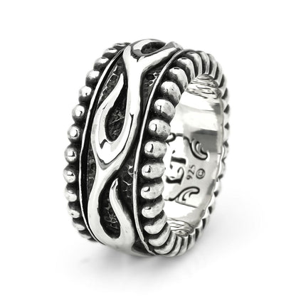 Ring : Beaded Edge w/Flame Belt