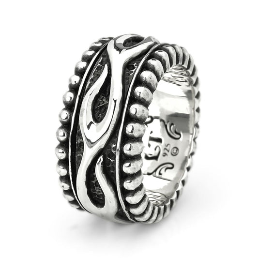 Ring : Beaded Edge w/Flame Belt