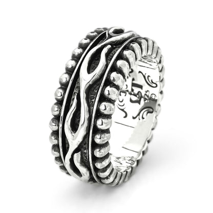 Ring : Narrow Beaded Edge w/Flame Belt