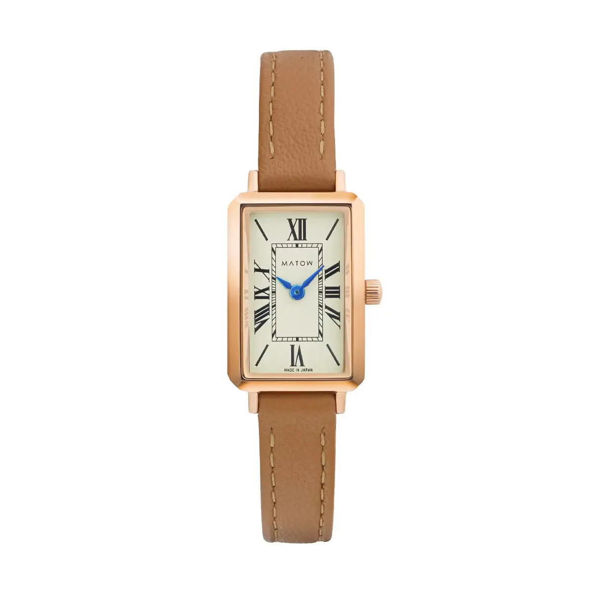 Tsuki Square Rose Gold Cream Beige Leather