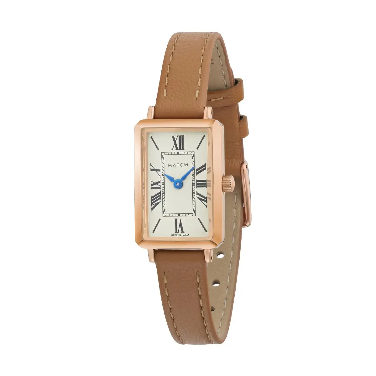 Tsuki Square Rose Gold Cream Beige Leather