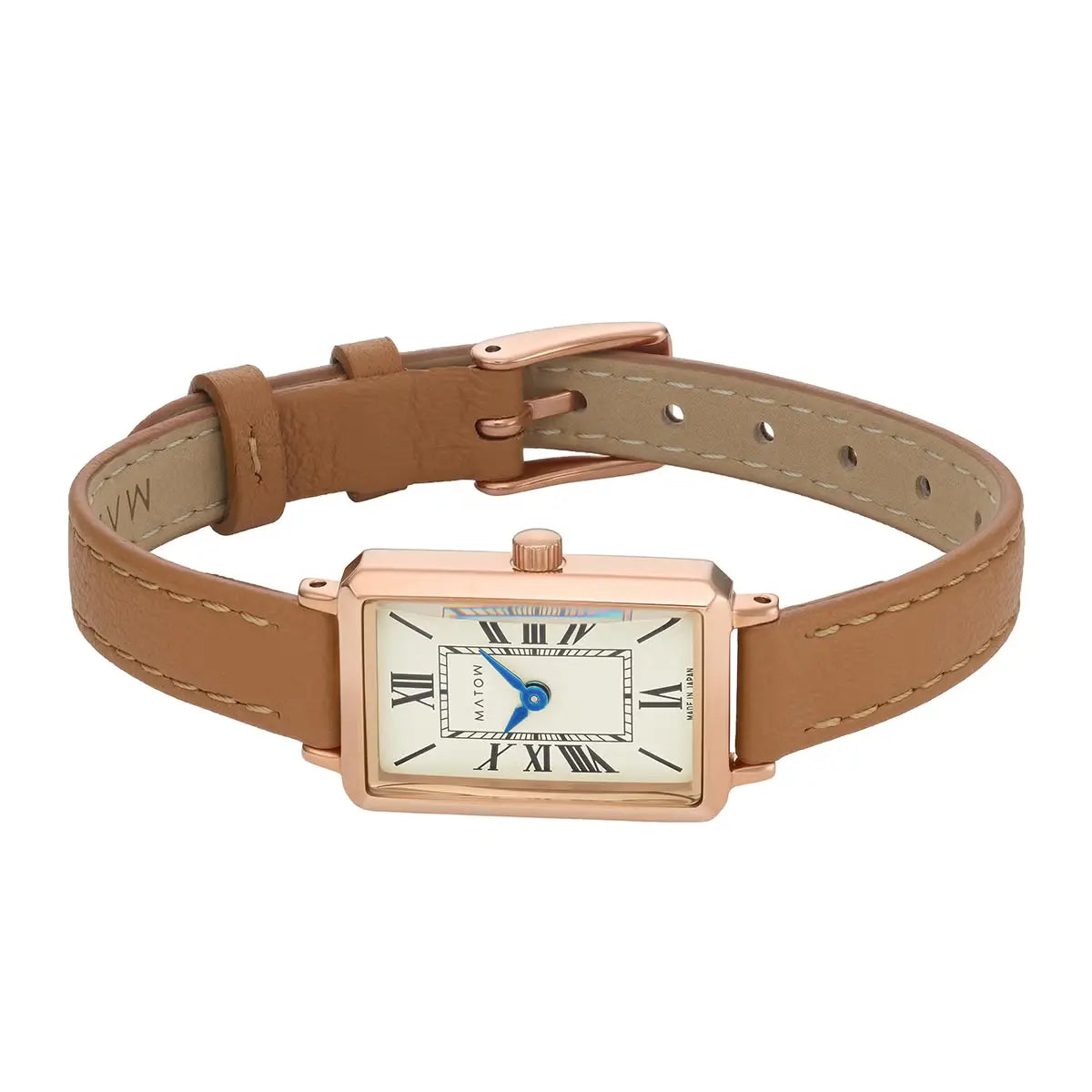 Tsuki Square Rose Gold Cream Beige Leather