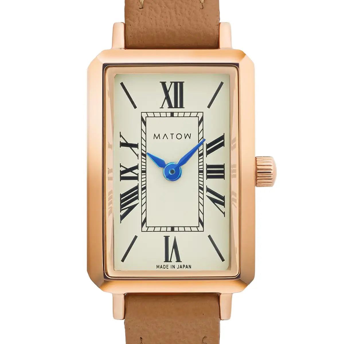 Tsuki Square Rose Gold Cream Beige Leather