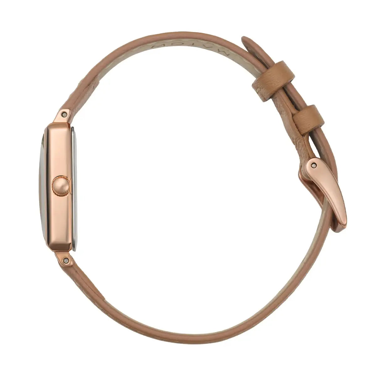 Tsuki Square Rose Gold Cream Beige Leather