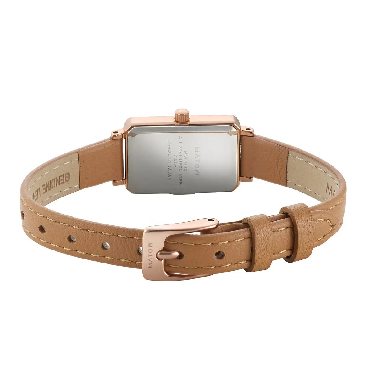 Tsuki Square Rose Gold Cream Beige Leather