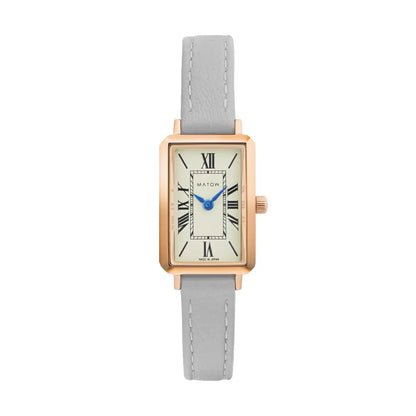 Tsuki Square Rose Gold Cream White Gray Leather