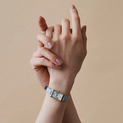 Tsuki Square Rose Gold Cream White Gray Leather